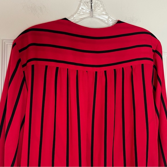INC Designer Red & Black Striped Wrap Blouse Women’s Size Large - Picture 4 of 16